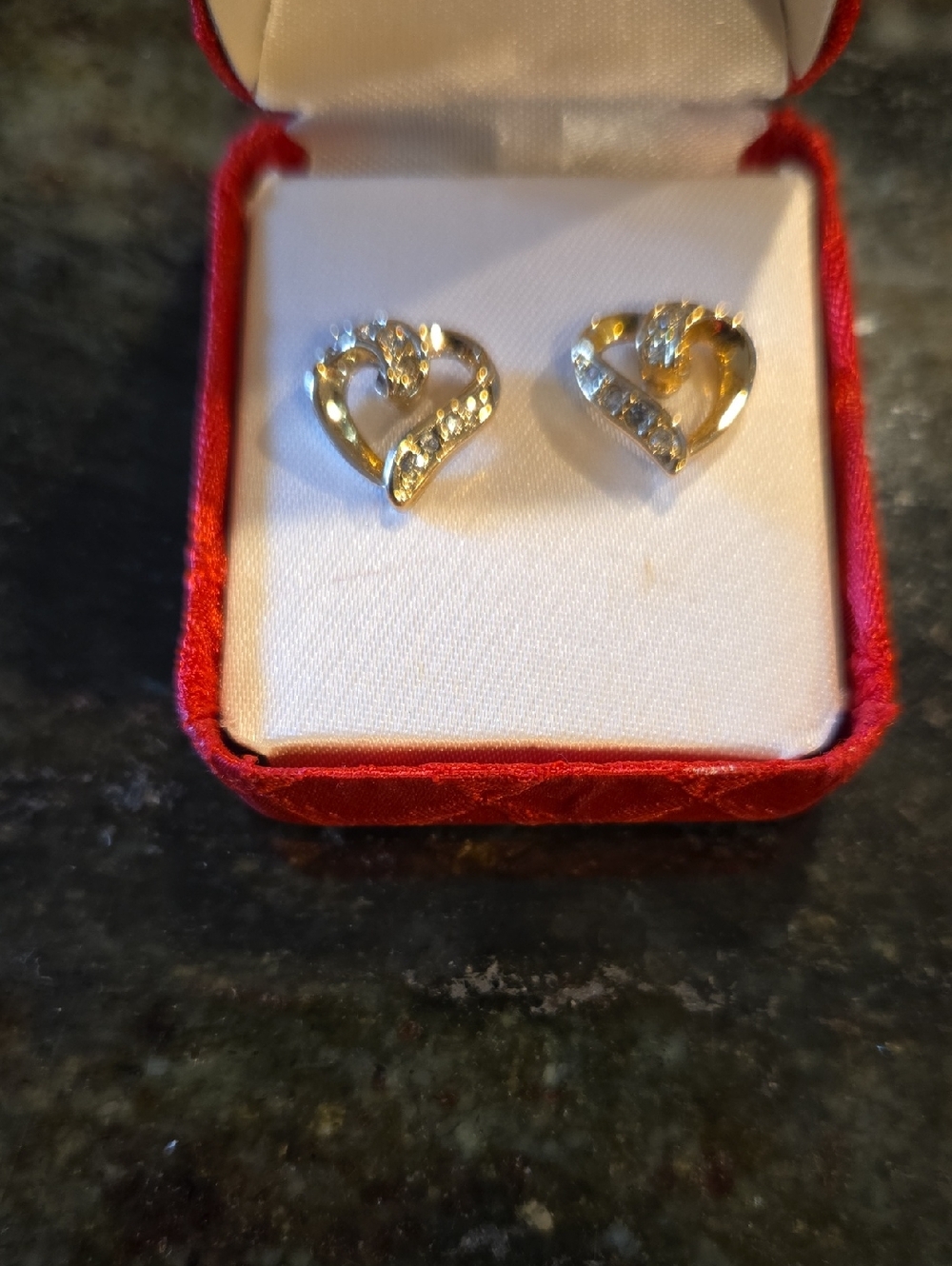 Gold Heart Crystal Stud Earrings for Women